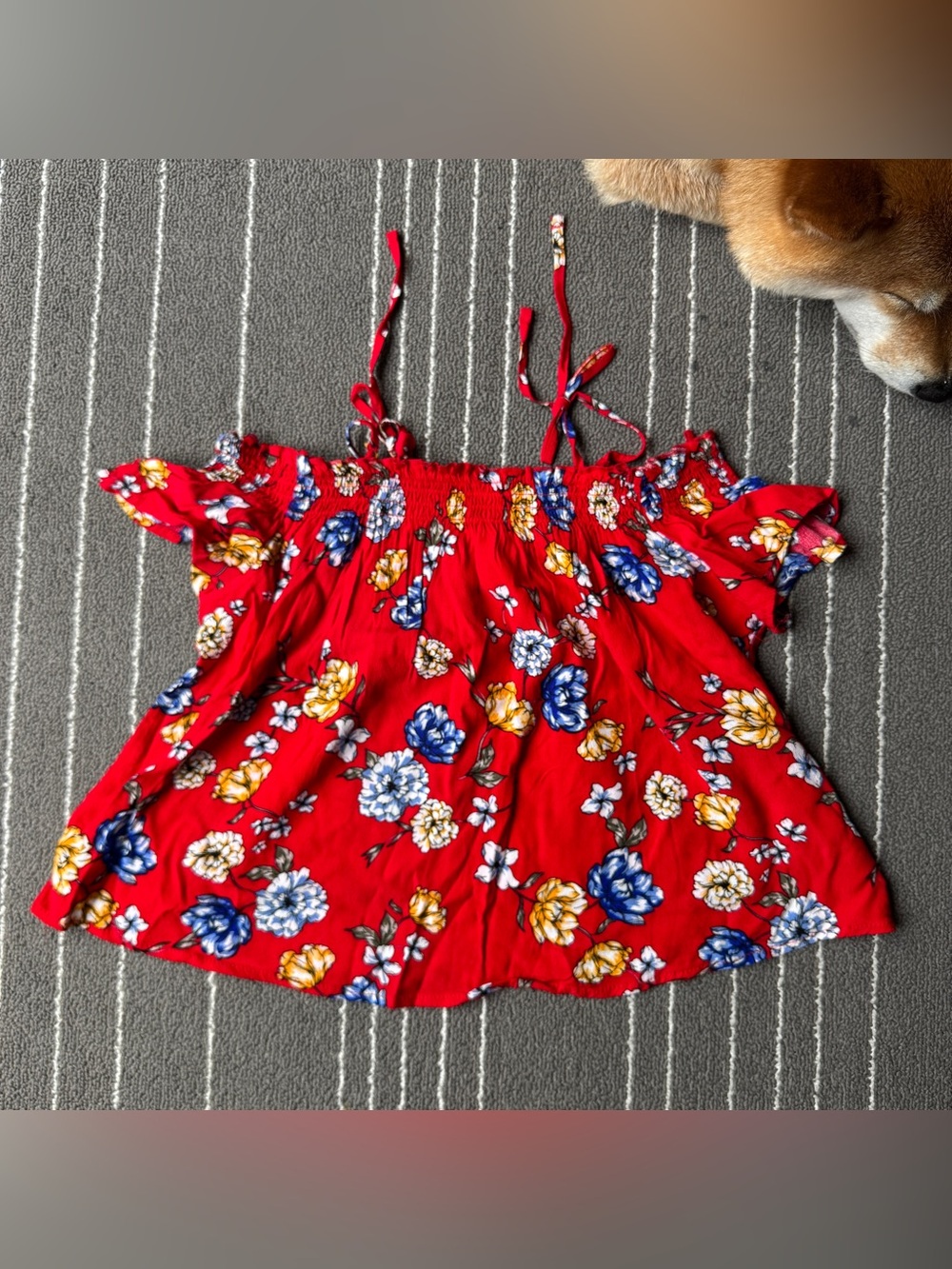 Red Floral Off-Shoulder Women's Top